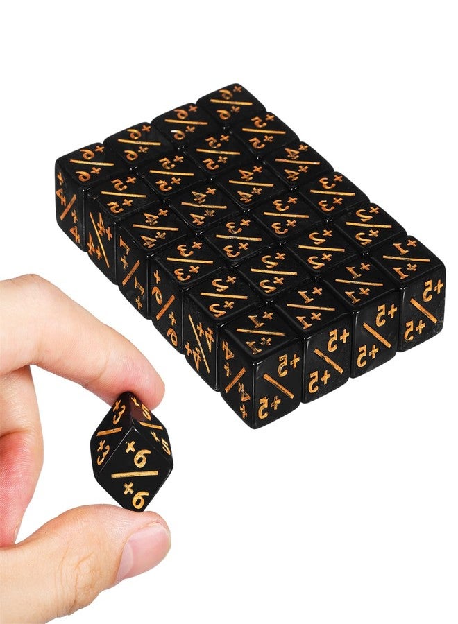 TOPPERFUN 24pcs 1/+1 Token Dice Counter, 0. 63in D6 Minus and Plus Dice Set, Acrylic Board Game Accessory, Compatible with MTG, CCG, Card Games, Black - Image 1